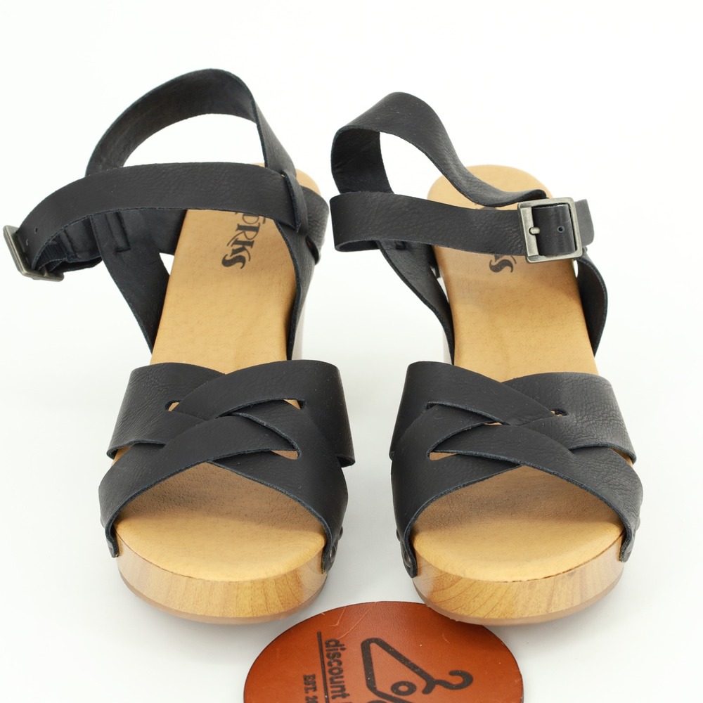Korks Bagley Leather Wood Block Heel Platform Clog Sandals Size 9 - Picture 4 of 11
